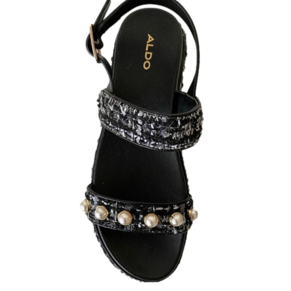 ⭐️2 x HOST PICK⭐️ Aldo Tweed Platform Sandals with Pearl Embellishments - Picture 6 of 7